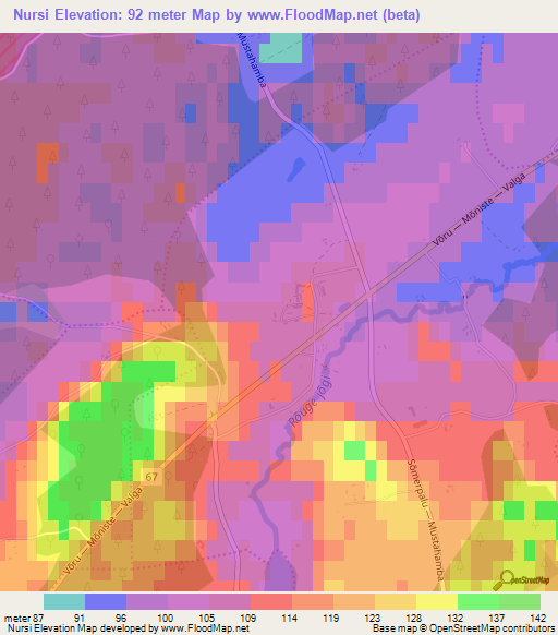 Nursi,Estonia Elevation Map