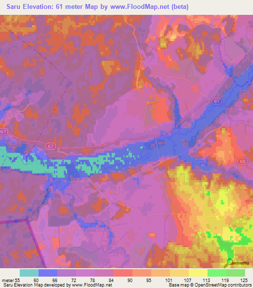 Saru,Estonia Elevation Map