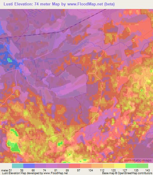 Lusti,Estonia Elevation Map