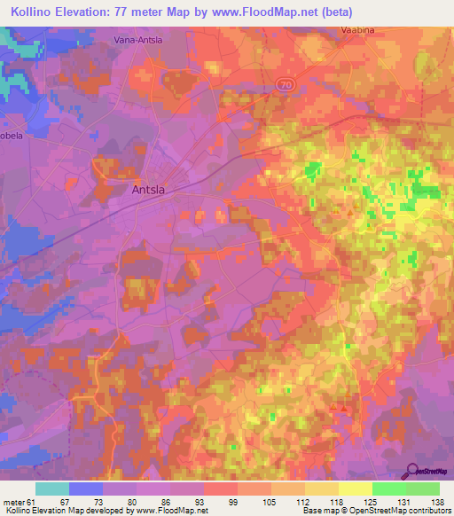 Kollino,Estonia Elevation Map