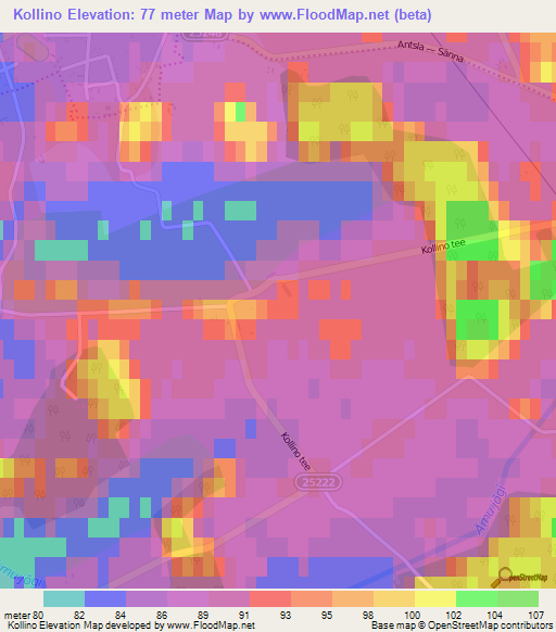 Kollino,Estonia Elevation Map