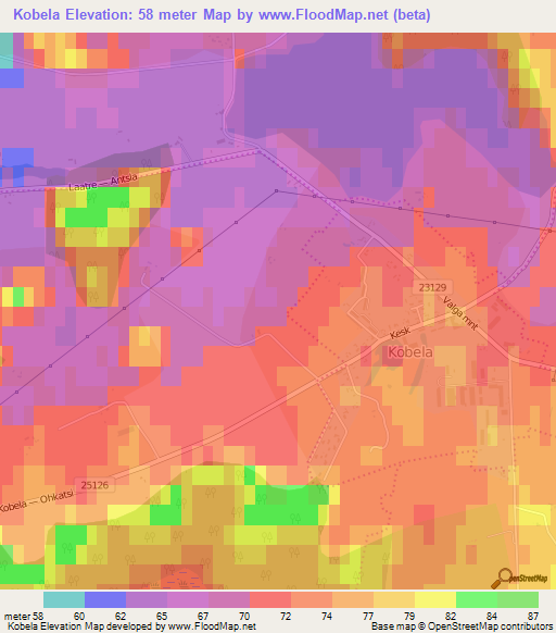 Kobela,Estonia Elevation Map