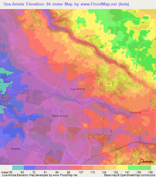Uue-Antsla,Estonia Elevation Map