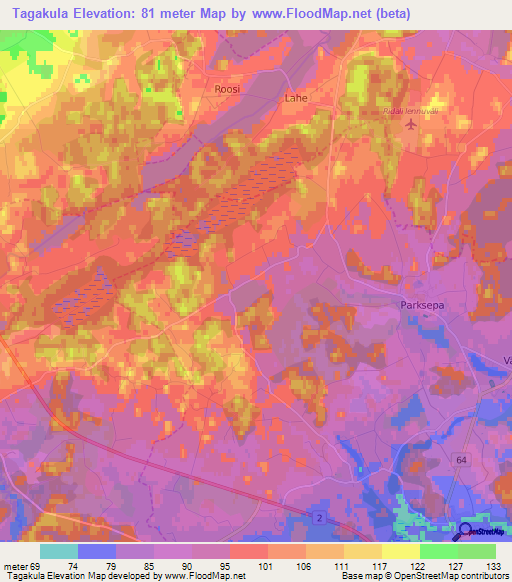 Tagakula,Estonia Elevation Map