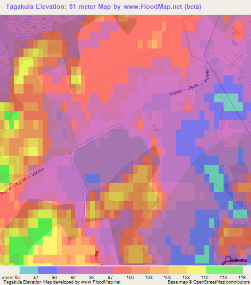 Tagakula,Estonia Elevation Map