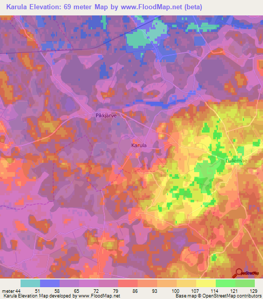 Karula,Estonia Elevation Map