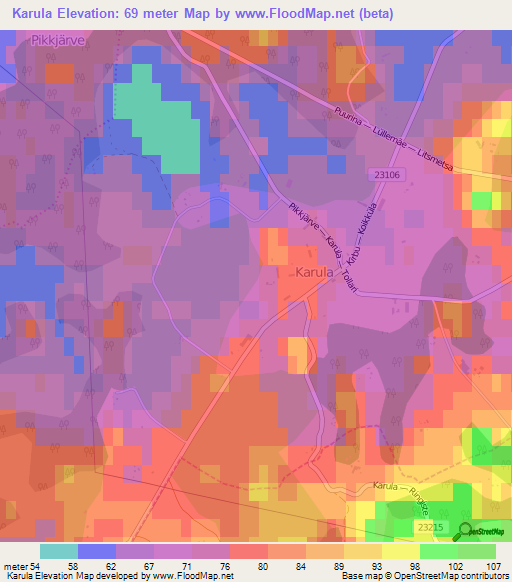 Karula,Estonia Elevation Map