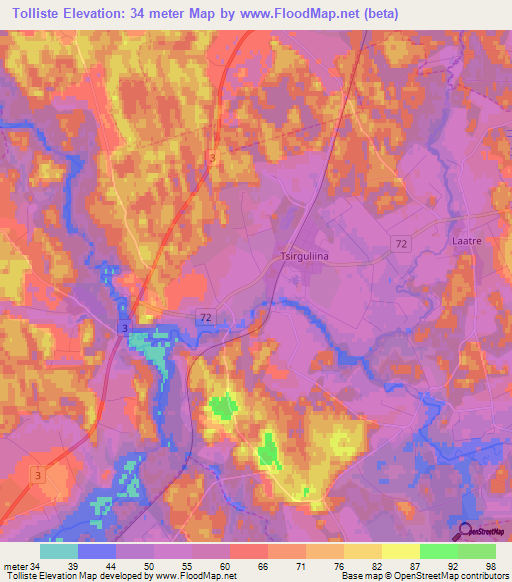Tolliste,Estonia Elevation Map