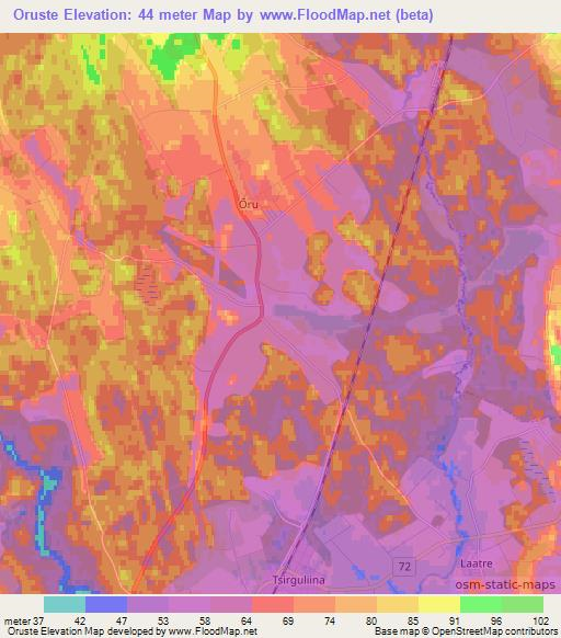 Oruste,Estonia Elevation Map