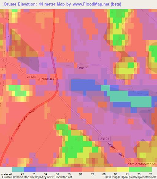 Oruste,Estonia Elevation Map