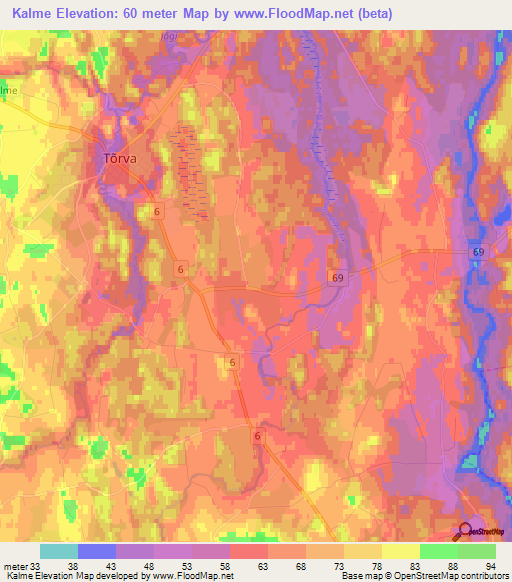 Kalme,Estonia Elevation Map