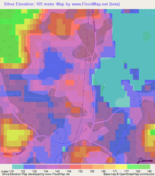 Sihva,Estonia Elevation Map