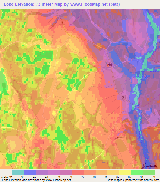 Loko,Estonia Elevation Map