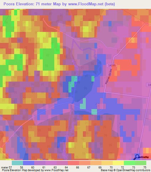 Poora,Estonia Elevation Map