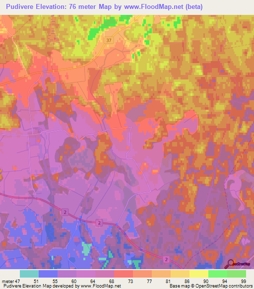 Pudivere,Estonia Elevation Map
