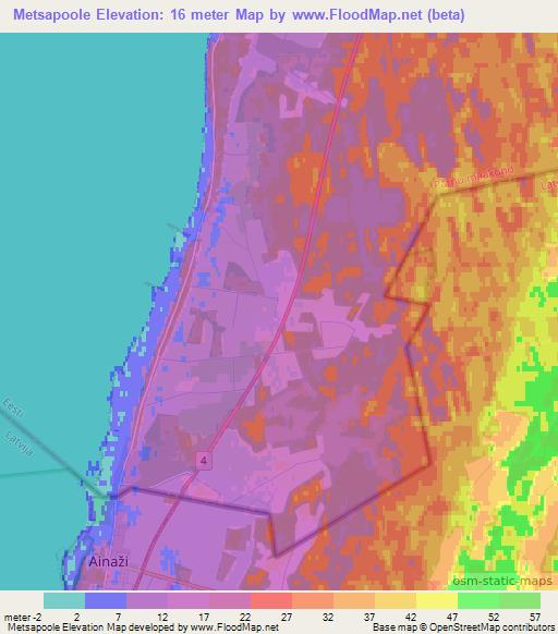 Metsapoole,Estonia Elevation Map