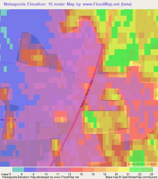 Metsapoole,Estonia Elevation Map