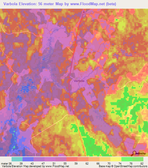 Varbola,Estonia Elevation Map