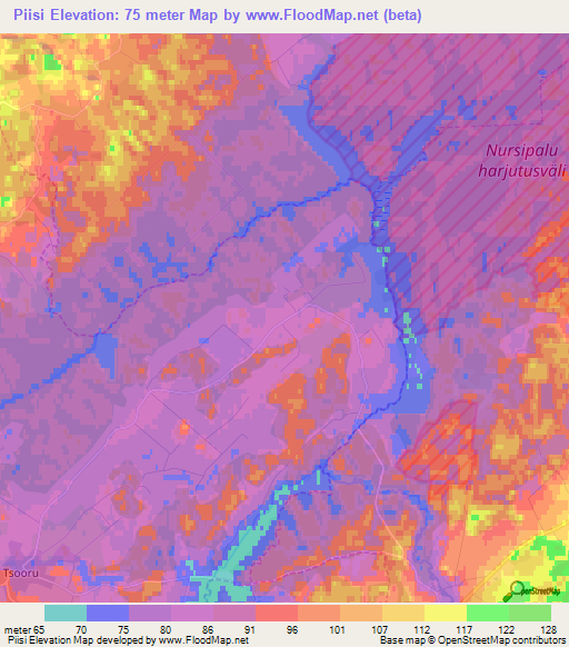 Piisi,Estonia Elevation Map