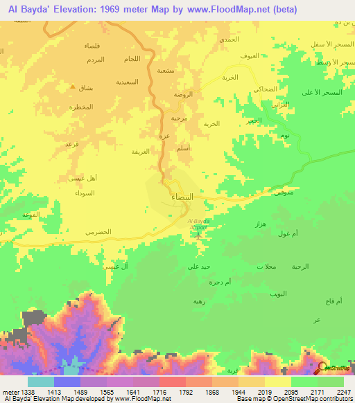 Al Bayda',Yemen Elevation Map
