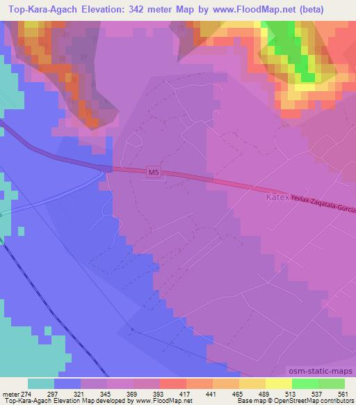 Top-Kara-Agach,Azerbaijan Elevation Map