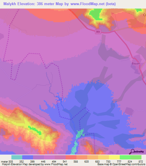 Malykh,Azerbaijan Elevation Map