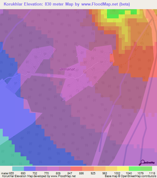 Korukhlar,Azerbaijan Elevation Map