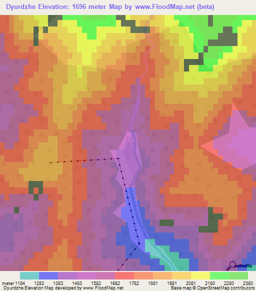 Dyurdzhe,Azerbaijan Elevation Map
