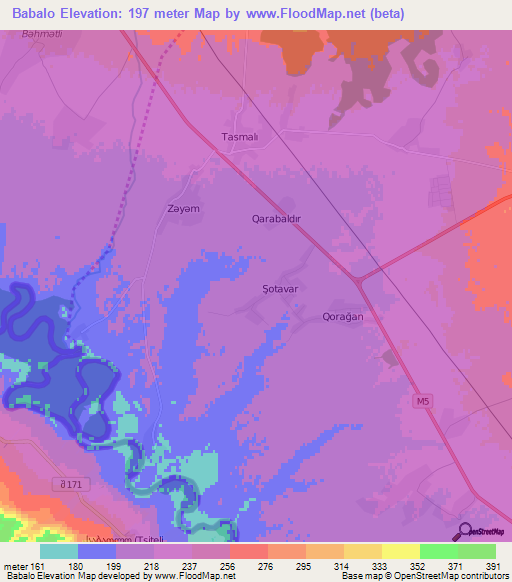 Babalo,Azerbaijan Elevation Map