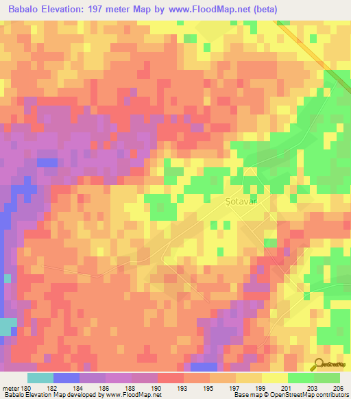 Babalo,Azerbaijan Elevation Map
