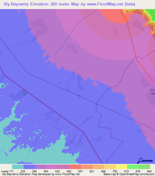 Aly-Bayramly,Azerbaijan Elevation Map