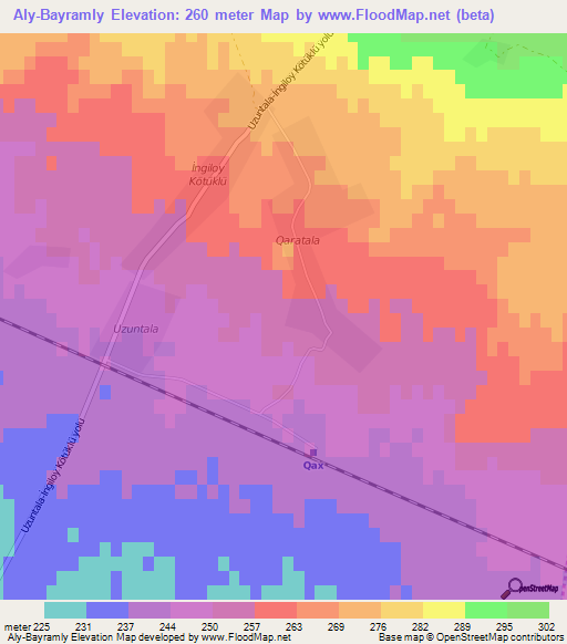 Aly-Bayramly,Azerbaijan Elevation Map