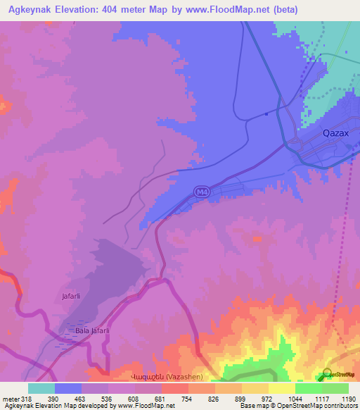 Agkeynak,Azerbaijan Elevation Map