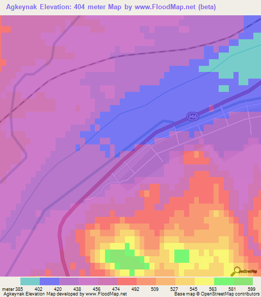 Agkeynak,Azerbaijan Elevation Map