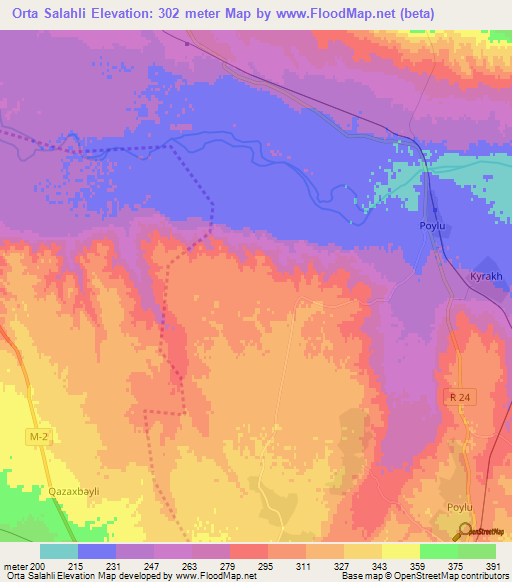 Orta Salahli,Azerbaijan Elevation Map
