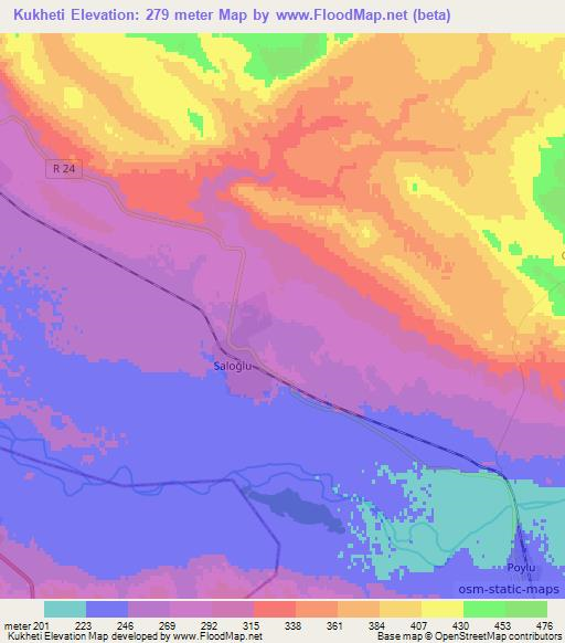 Kukheti,Azerbaijan Elevation Map