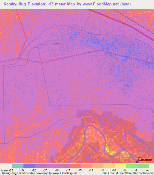 Karakyullug,Azerbaijan Elevation Map