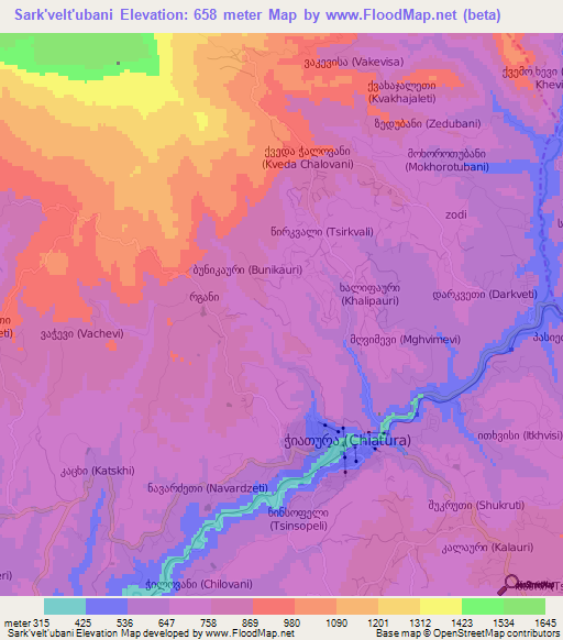 Sark'velt'ubani,Georgia Elevation Map