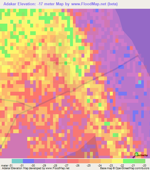Adakar,Azerbaijan Elevation Map