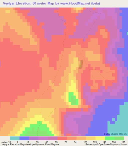 Veylyar,Azerbaijan Elevation Map