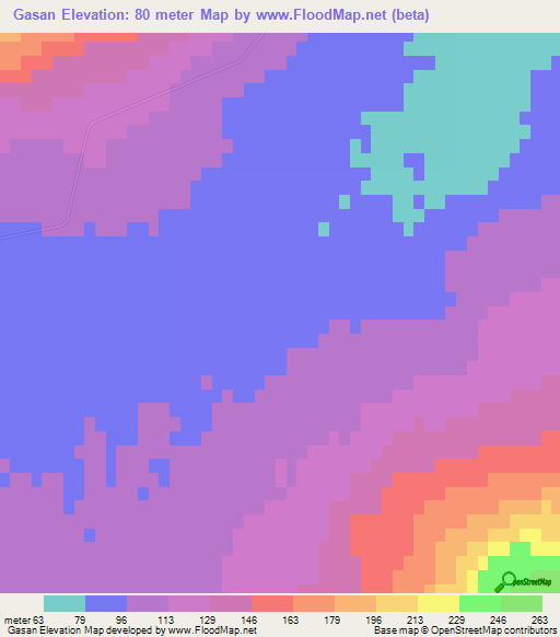 Gasan,Azerbaijan Elevation Map