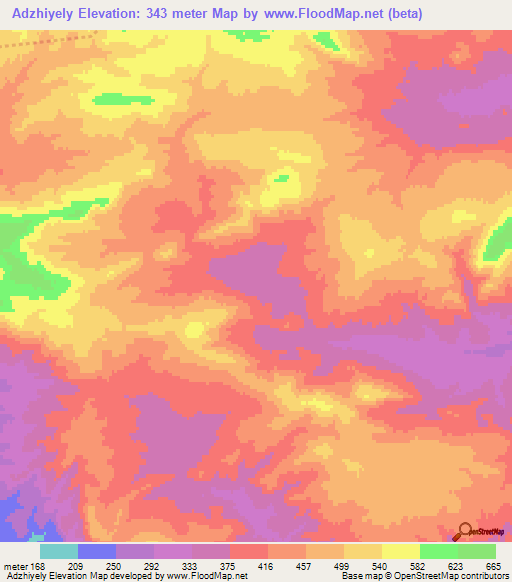 Adzhiyely,Azerbaijan Elevation Map