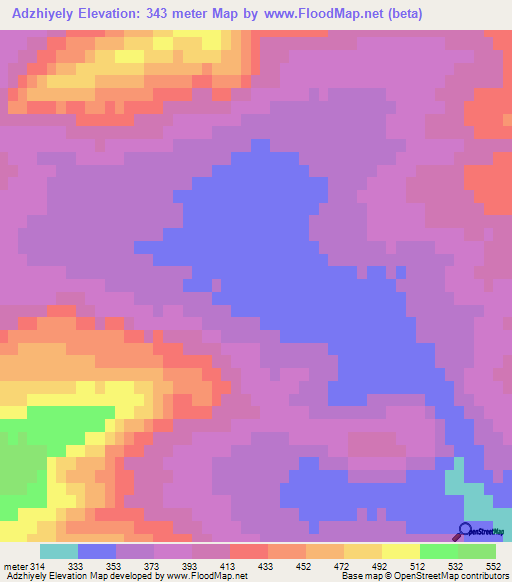 Adzhiyely,Azerbaijan Elevation Map