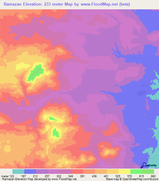 Ramazan,Azerbaijan Elevation Map