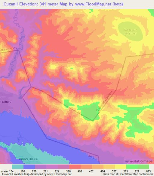 Cuxanli,Azerbaijan Elevation Map