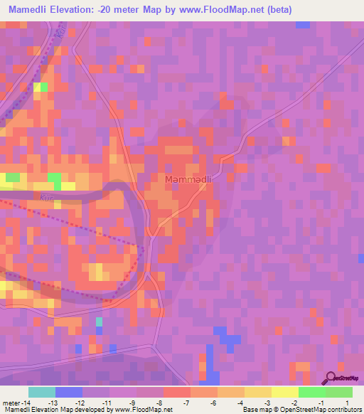 Mamedli,Azerbaijan Elevation Map