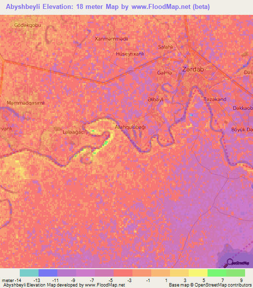 Abyshbeyli,Azerbaijan Elevation Map