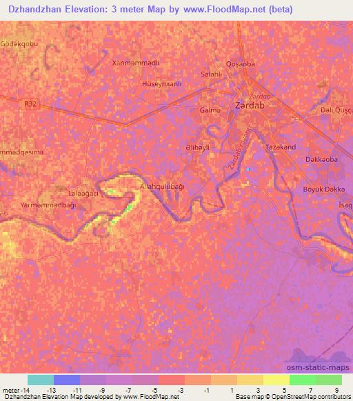 Dzhandzhan,Azerbaijan Elevation Map