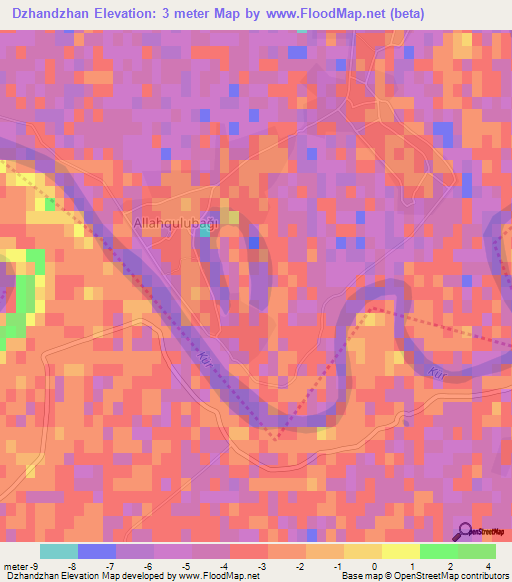 Dzhandzhan,Azerbaijan Elevation Map
