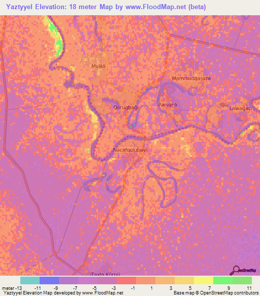 Yaztyyel,Azerbaijan Elevation Map